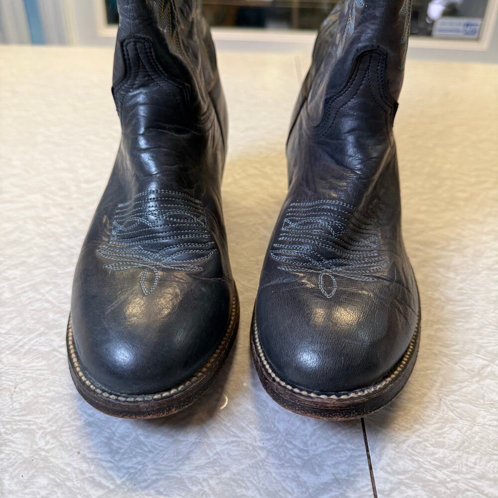 Abilene Women’s Black Leather Cowboy Boots Size 6.5 Western Made USA - Picture 6 of 12
